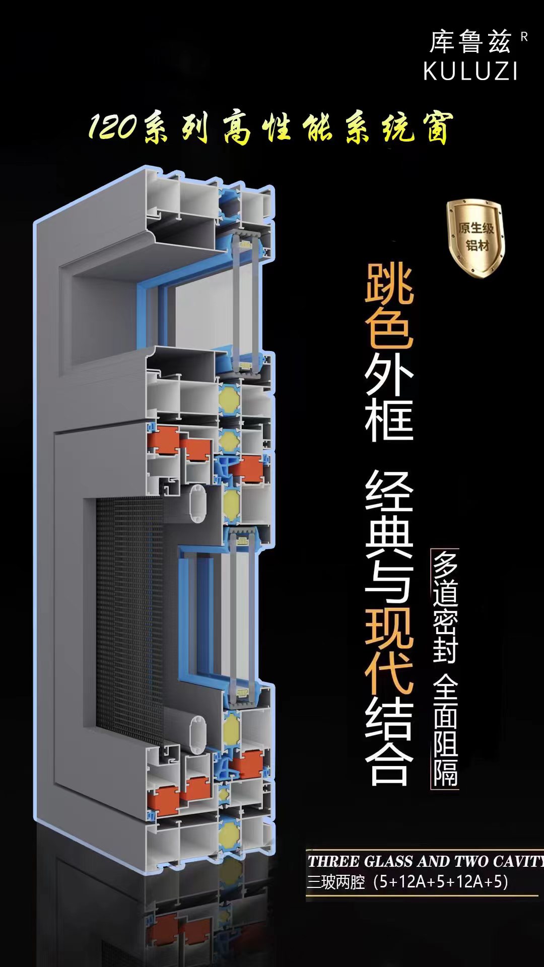 湘媛豪华125系统内外平框隔热断桥外开窗